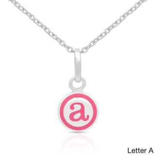 Molly and Emma Sterling Silver Pink Enamel Initial Necklaces