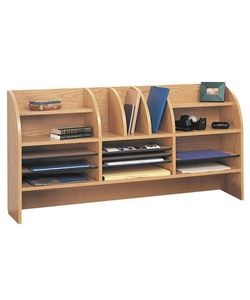 Desktop Organizer, 16 Compartments, Adj. Shelves, Gray  
