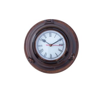 Porthole 10 Wall Clock with Rosewood Base by Handcrafted Nautical