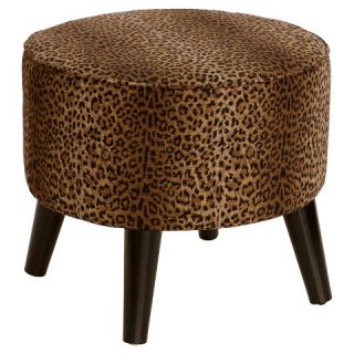 Skyline Round Ottoman with Splayed Legs in Cheetah Earth