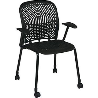 Office Star SpaceFlex Platinum Seat and Back Guest Chair with Arm and Caster, Raven/Black