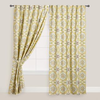Multicolor Mosaic Concealed Tab Top Curtains, Set of 2