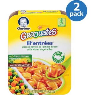 Gerber Graduates Lil' Entrees Cheese Ravioli in Tomato Sauce with Mixed Vegetables, 6.6 oz (Pack of 2)