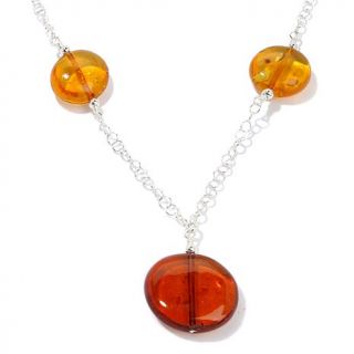 Amber Sterling Silver 16" Y Necklace