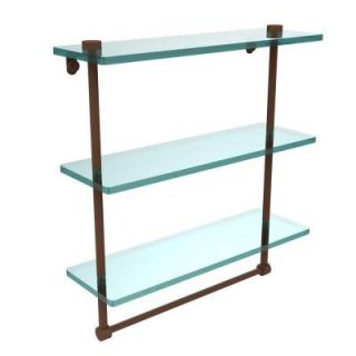 Allied Brass 16 in. W x 16 in. L Triple Tiered Glass Shelf with Integrated Towel Bar in Antique Bronze NS 5/16TB ABZ