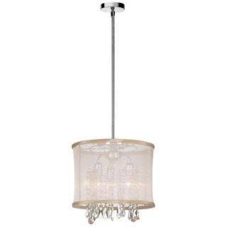 Radionic Hi Tech Bohemian 3 Light Polished Chrome Crystal Chandelier with Oyster Organza Drum Shade 85312 PC 117