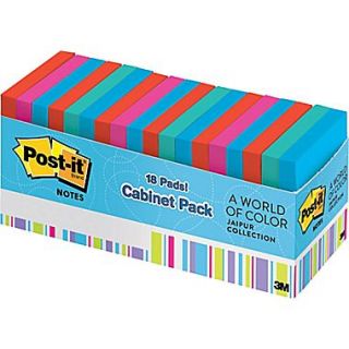 Post it 3 x 3 Jaipur Colors with Cabinet Pack, 18/pack