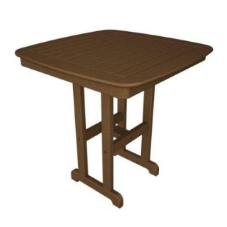 37" Recycled Earth Friendly Outdoor Patio Square Counter Table   Teak Brown