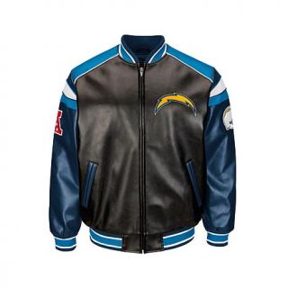 Officially Licensed NFL Faux Leather Varsity Jacket   Chargers   7756872