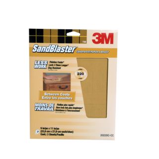 3M 3 Pack 9 in W x 11 in L 220 Grit Commercial Between Coats Surface Smoothing with A Finer Finish Sandpaper
