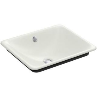KOHLER Iron Plains Cast Iron Vessel Sink with Black Iron Painted Underside in Dune with Overflow Drain K 5400 P5 NY