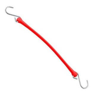 The Perfect Bungee 13 in. Polyurethane Bungee Strap with Stainless Steel S Hooks (Overall Length: 18 in.) in Red BSH18R