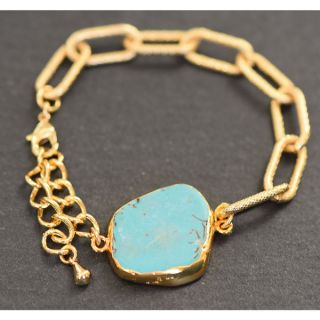 Mint Jules 24k Gold Overlay Turquoise Faceted Stone Horizontal Bar