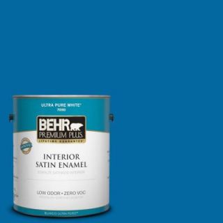 BEHR Premium Plus 1 gal. #S G 560 Jazz Blue Zero VOC Satin Enamel Interior Paint 730001