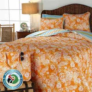Margaritaville Pineapple Hibiscus 3 piece Quilt Set with Tote Bag   7930342