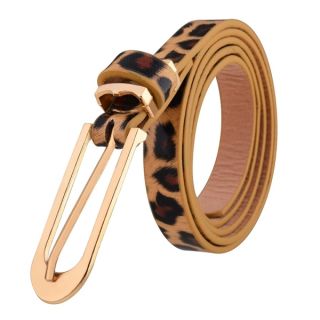 Zodaca Ladies PU Leather Trendy Fashionable Brown Leopard Slim Belt