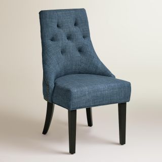 Denim Blue Linen Lydia Dining Chairs, Set of 2