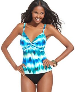 Miraclesuit Twist Front D DD Cup Tankini Top & Solid Brief Bottom