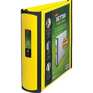 Better 2 Inch D 3 Ring View Binder, Yellow (20248)