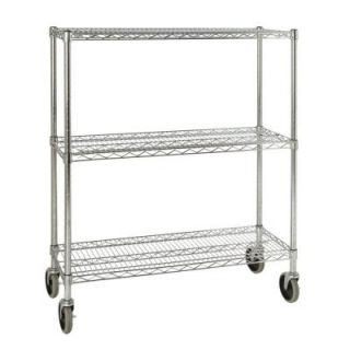 Rubbermaid Commercial Products ProSave 48 3/10 in. H x 38 in. W x 14 in. D 3 Shelf Wheeled Mobile Rack for Shelf Ingredient Bins FG9G7900CHRM