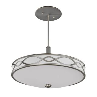 AFX Hudson 25 in W Satin Nickel Pendant Light with White Shade
