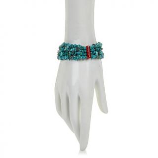 Jay King Spiny Oyster Shell and Iron Mountain Turquoise Sterling Silver Stretch   8041462