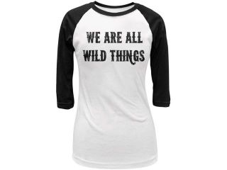 We are all Wild Things White/Black Juniors 3/4 Sleeve Raglan T Shirt