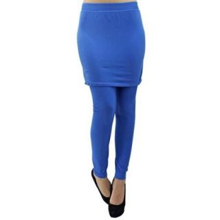 Blue Opaque Stretch Skirt Over Footless Leggings