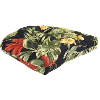 Jordan Manufacturing Floral Outdoor Patio Tufted Wicker Seat Cushion