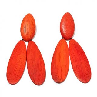 N Natori Acacia Wood Clip On Drop Earrings   8033092