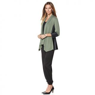 Slinky® Brand Knit Jacket with Faux Leather Detail   7973222