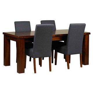 Acacia Elba large extending table and 4 grey Parsons chairs