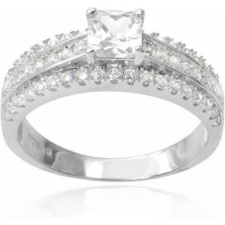 Alexandria Collection Sterling Silver Cubic Zirconia Bridal style Ring
