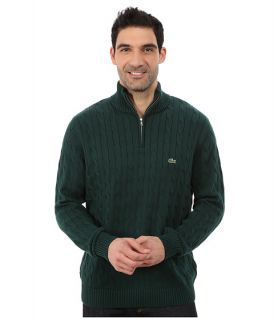 Lacoste Cable 1/4 Zip Cotton Sweater Evergreen