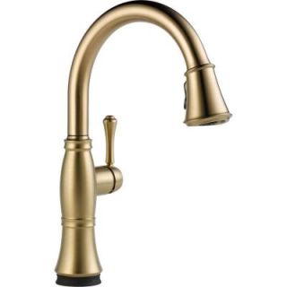 Delta Cassidy Touch Single Handle Pull Down Sprayer Kitchen Faucet in Champagne Bronze 9197T CZ DST