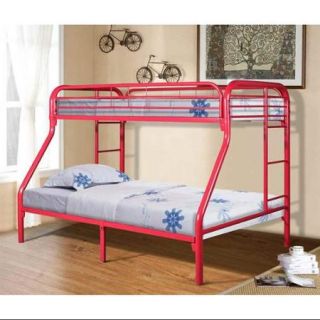 Twin Over Full Bunk Bed in Gloss Red