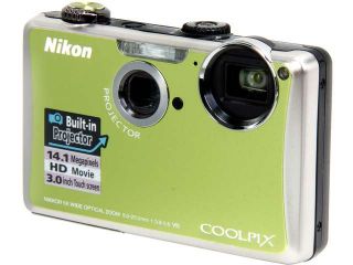 Refurbished: Nikon Coolpix S1100pj 14MP Digital Camera With Built in Projector (Green)