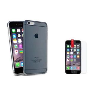 Insten Clear TPU Soft Skin Gel Case Cover+Anti Glare Protector For Apple iPhone 6S Plus 6 Plus 5.5"