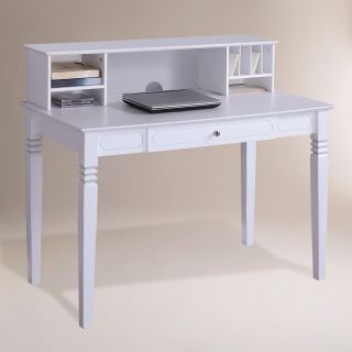 White Wood Douglas Desk with Hutch