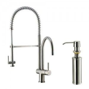 VIGO Industries VG02006STK2 Kitchen Faucet, Pull Down Spray w/Soap Dispenser   Stainless Steel