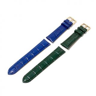 Bellezza Set of 2 Croco Embossed Leather Straps   7882593