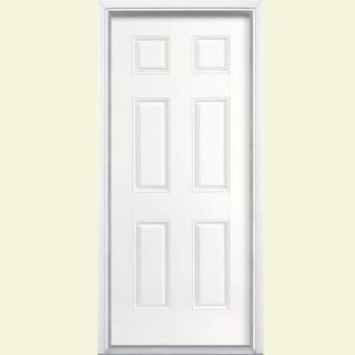 Masonite 32 in. x 80 in. 6 Panel Painted Smooth Fiberglass Prehung Front Door with Brickmold 25960
