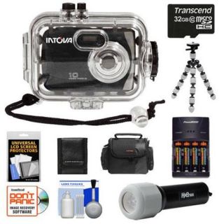 Intova Sport 10K Waterproof Digital Camera with 140' Underwater Housing + 32GB Card + Batteries & Charger + Case + Flex Tripod + LED Torch + Accessory Kit