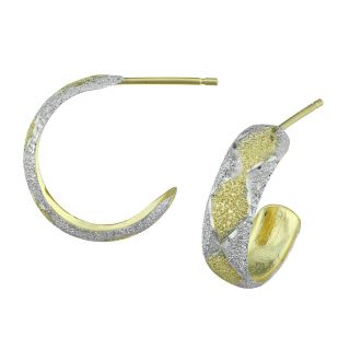 14k Two tone Gold Harlequin C hoop Earrings   Shopping   Top