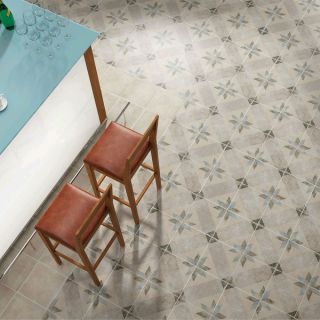 SomerTile 9.5x9.5 inch Campania Star Blue Porcelain Floor and Wall