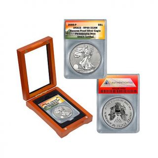 2006 RP69 ANACS Reverse Proof P Mint Silver Eagle Dollar with Wooden Display Bo   7762007
