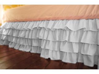 600 Thread Count 100% Egyptian Cotton Solid White Cal king Multi Ruffle Bed Skirt with 29" Drop Length