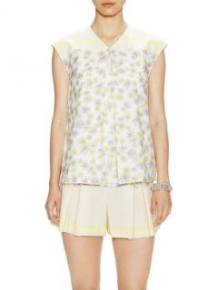 Cotton Printed Top with Pleated Detail by Suno