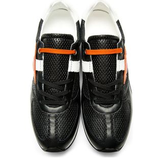Dolce & Gabbana Black Leather Mesh Running Shoes