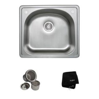 KRAUS All in One Top Mount Stainless Steel 25 in. 2 Hole Single Bowl Kitchen Sink KTM24